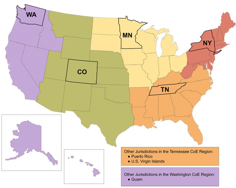 CoE Map of CoE Regions